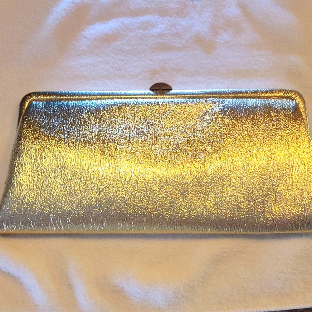 Bobbie Jerome Vintage 1960s Gold Metallic Clutch Handbag Atomic Age